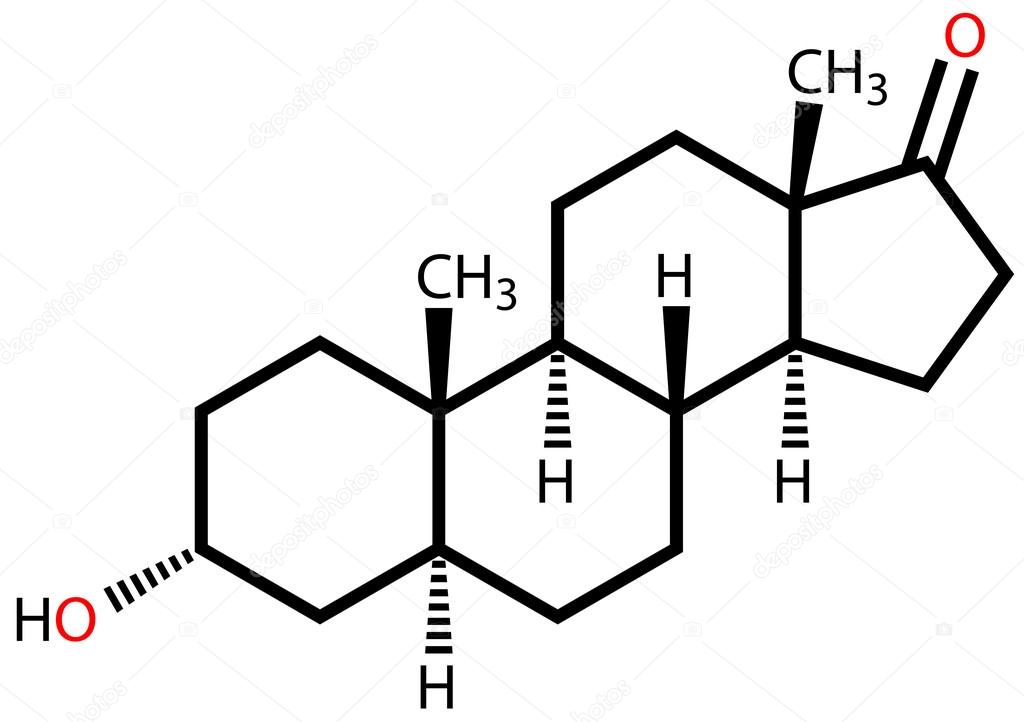 Androsterone, a male sex hormone. Structural formula