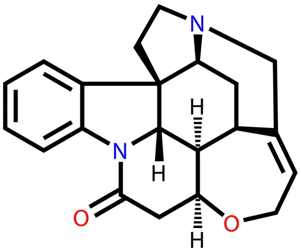 Strychnine, een zeer toxische alkaloïde die gespierde convuls couses — Stockvector
