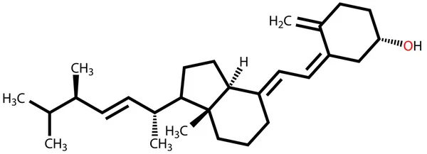 비타민 D2 (Ergocalciferol) 구조 식 — 스톡 벡터