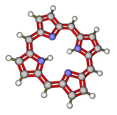 Porphin 3D molecular structure clipart
