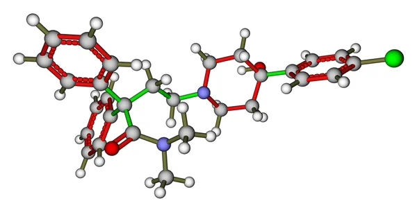 Loperamid, lek biegunka. 3D struktury molekularnej — Zdjęcie stockowe