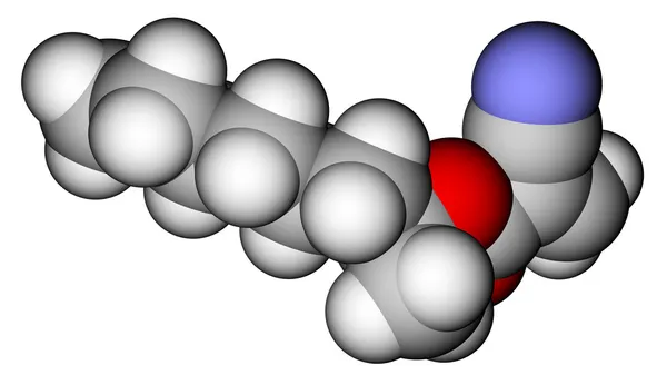 2-Octyl cyanoacrylate, an instant glue. 3D molecular structure — Stock Photo, Image