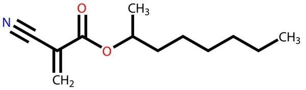 2-Octil cianoacrilato, un pegamento instantáneo. Fórmula estructural — Vector de stock