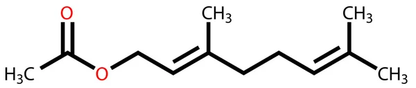 Geranyl acetate, a compound with fruity rose aroma — Stock Vector