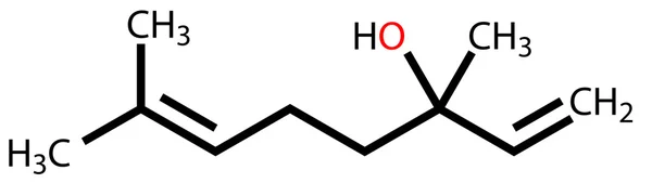Linalool, un compuesto con agradable aroma floral. Forma estructural — Vector de stock