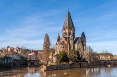 Temple Neuf de Metz on Moselle river - Lorraine, France clipart
