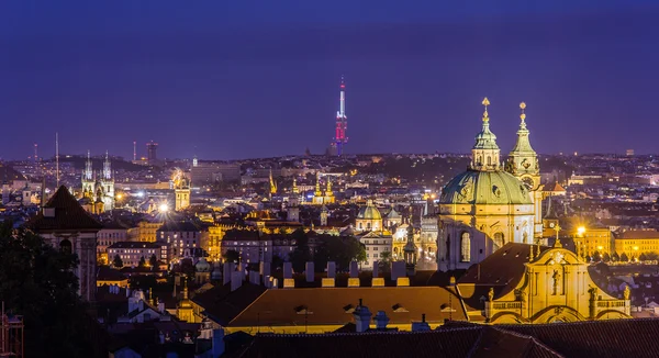 View of night Prague from Hradcany — Stock Photo, Image