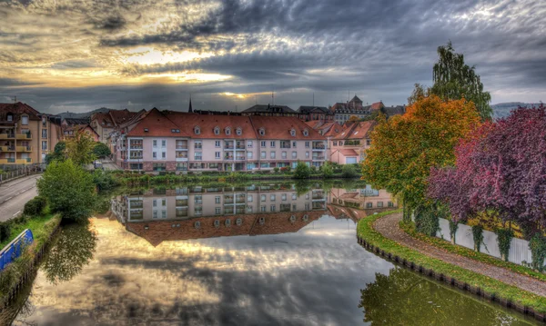 Marne - Rhine Canal in Saverne autumn evening — Stock Photo, Image