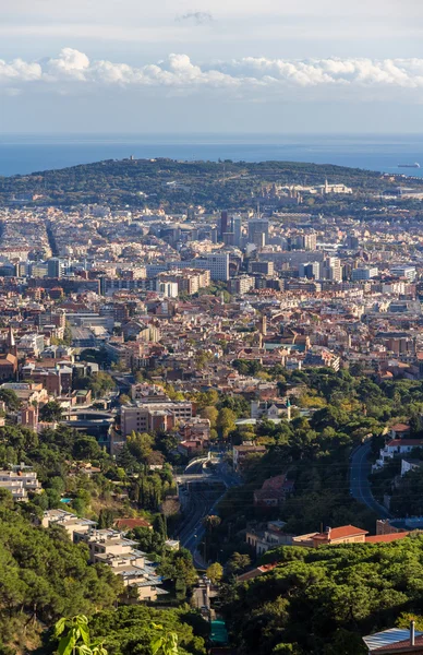 Pohled barcelona montjuic hory - Španělsko — Stock fotografie