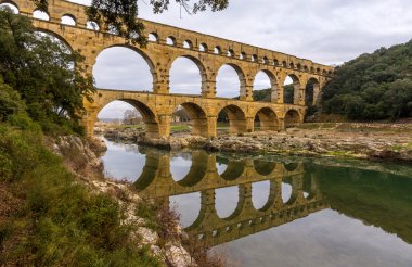 Pont du Gard, ancient Roman aqueduct, UNESCO site in France clipart