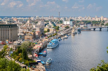 Dinyeper 'ın üzerindeki bir gözlem noktasından Kiev' in görüntüsü. Ukrayna
