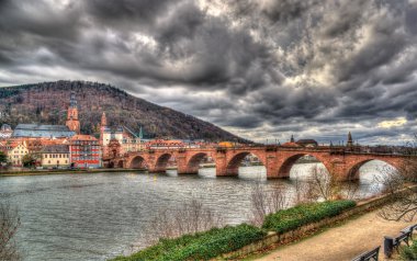 heidelberg bir görünümü ile alte brucke - baden wurttemberg, Almanca
