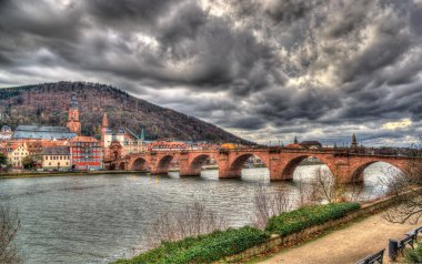 View of Heidelberg with Alte Brucke - Baden-Wurttemberg, German clipart