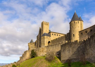 Carcassonne şehir duvarlarının - Fransa, languedoc-roussillon
