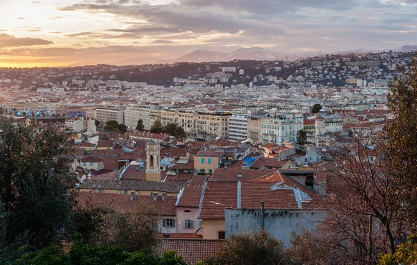 Zonsondergang over nice - Franse riviera — Stockfoto