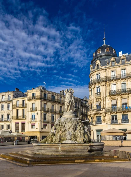 Fontaine des Trois Graces on place de la Comedie in Montpellier, — Stock Photo, Image