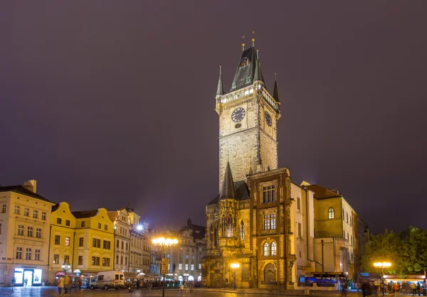 Prague town hall on spring night - Cheque — Stock Photo, Image