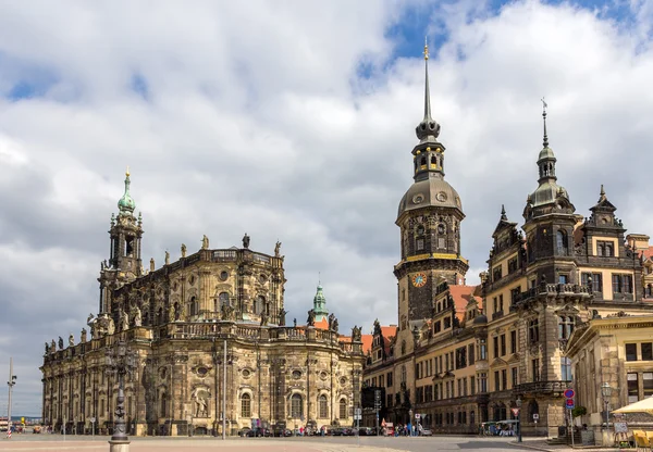 Veduta del castello e della cattedrale di Dresda - Germania, Sassonia — Foto Stock