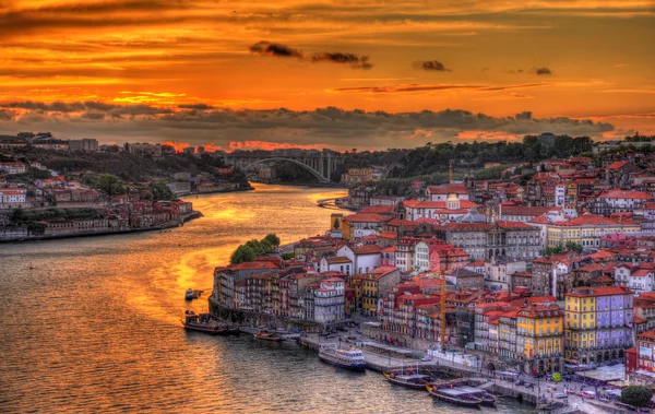 Dramatic sunset over Porto - Portugal — Stock Photo, Image