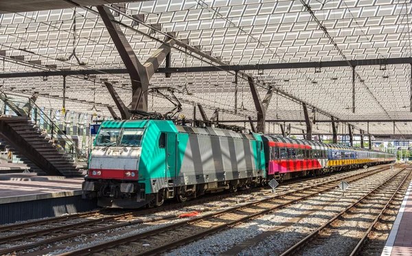 Rotterdam istasyonunda Hollandalı şehir içi tren — Stok fotoğraf