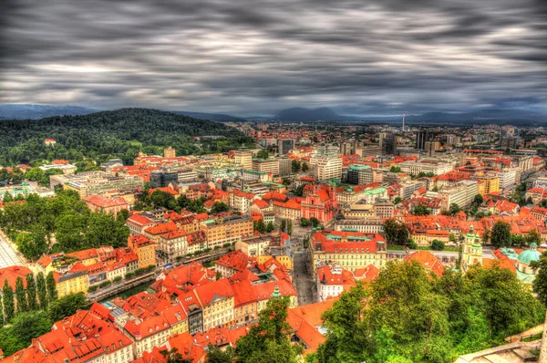 Blick auf Ljubljana von der Burg - Slowenien — Stockfoto
