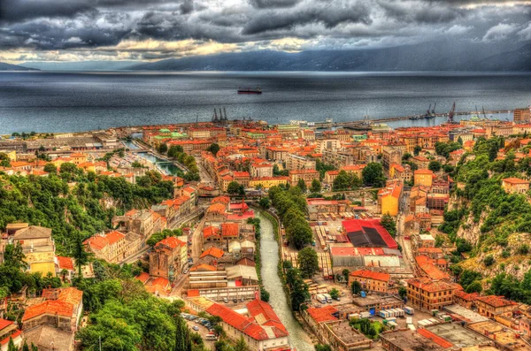 Luchtfoto van Rijeka, Kroatië — Stockfoto