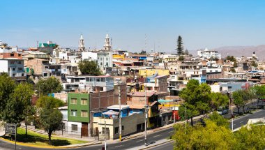 Peru 'daki Arequipa şehrinin hava manzarası