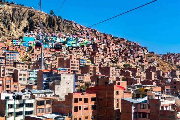 Teleférico acima de Chualluma em La Paz, Bolívia Imagens Royalty-Free