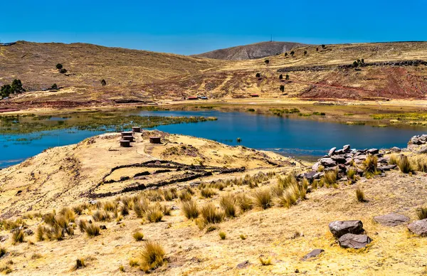 Jezioro Umayo w Sillustani koło Puno w Peru — Zdjęcie stockowe