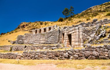 Tambomachay Inca Peru 'da Cusco yakınlarında harabe.