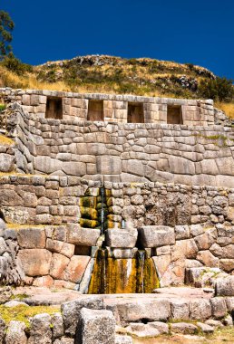 Tambomachay Inca Peru 'da Cusco yakınlarında harabe.