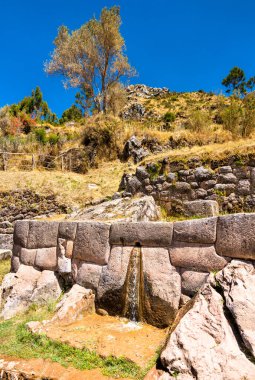 Tambomachay Inca Peru 'da Cusco yakınlarında harabe.