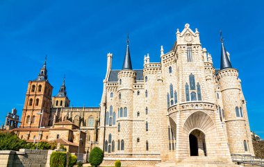 The Episcopal Palace and the Cathedral of Astorga in Spain