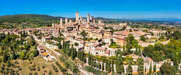 Αεροφωτογραφία της πόλης San Gimignano στην Τοσκάνη της Ιταλίας — Φωτογραφία Αρχείου