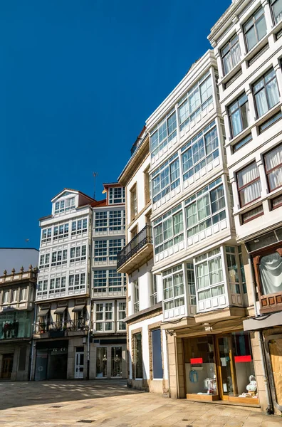 Arquitetura tradicional em A Coruna, Espanha — Fotografia de Stock