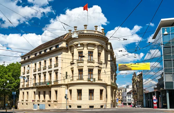 Традиционная Архитектура Старого Города Базель Швейцарии — стоковое фото