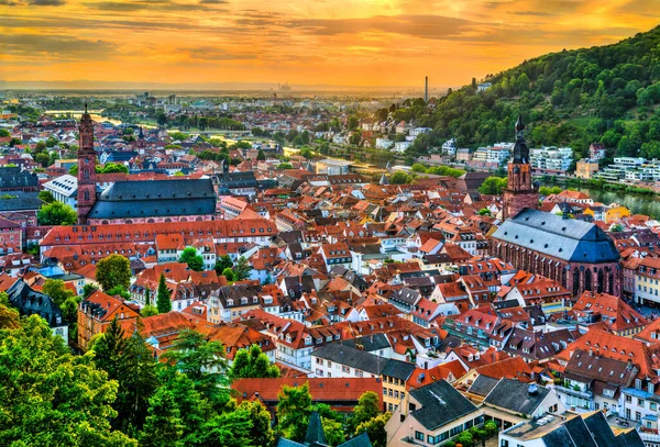 Skyline Heidelberg Atardecer Baden Wuerttemberg Alemania —  Fotos de Stock