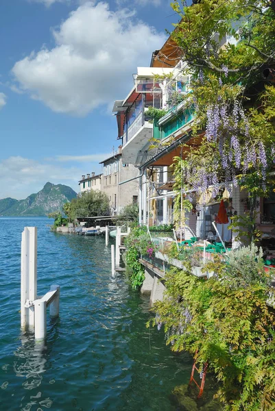 Aldeia Gandria Lago Lugano Cantão Ticino Suíça — Fotografia de Stock