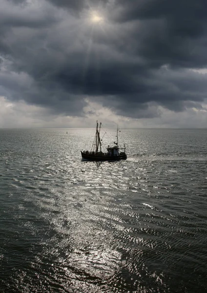 Räkbåt Nära Busum Vid Nordsjön Nordfrisien Tyskland — Stockfoto