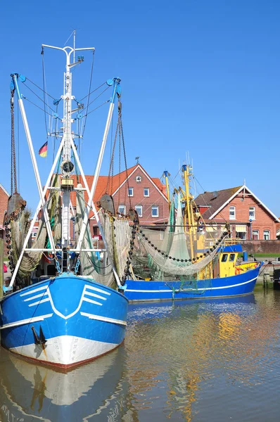 Shrimp Boats Harbor Neuharlingersiel North Sea East Frisia Germany — стокове фото