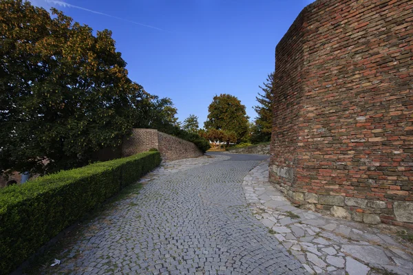 Park and ancient walls in Kalemegdan fortress in Belgrade Serbia — Stock Photo, Image