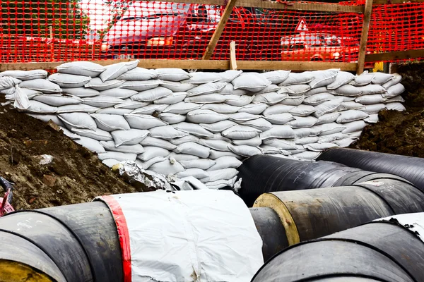 Pipeline passes under the road — Stock Photo, Image