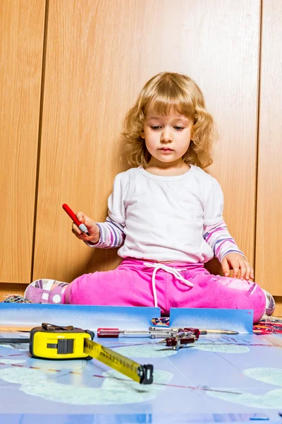 Little engineer, architect — Stock Photo, Image