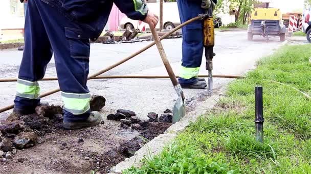 Obras na estrada — Vídeo de Stock