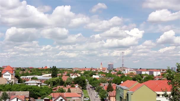 Plane fly above the city — Stock Video