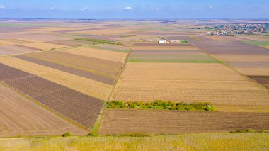 Tarımsal tarlalarda, hasattan sonra, boş ekilmiş araziler. 