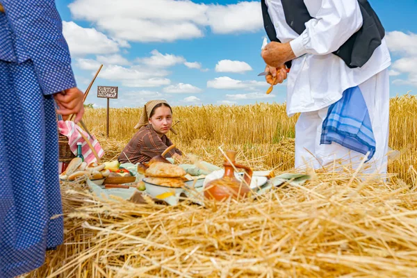 Muzlja Vojvodina Sérvia Julho 2021 Xxxviii Tradicionalmente Colheita Trigo Homem — Fotografia de Stock