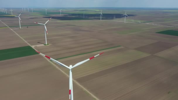 View Dolly Move Farm Large Wind Power Turbines Standing Agricultural — Vídeo de stock