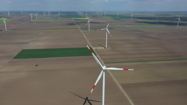View Dolly Move Farm Large Wind Power Turbines Standing Agricultural — Stockvideo