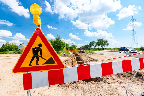 Sign Boundary Blink Light Signal Symbols Caution Construction Zone Area — Stock Photo, Image